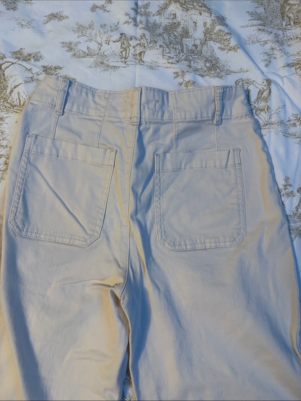 Wide Leg Cropped Cotton Pants in Light Beige - Picture 4 of 4